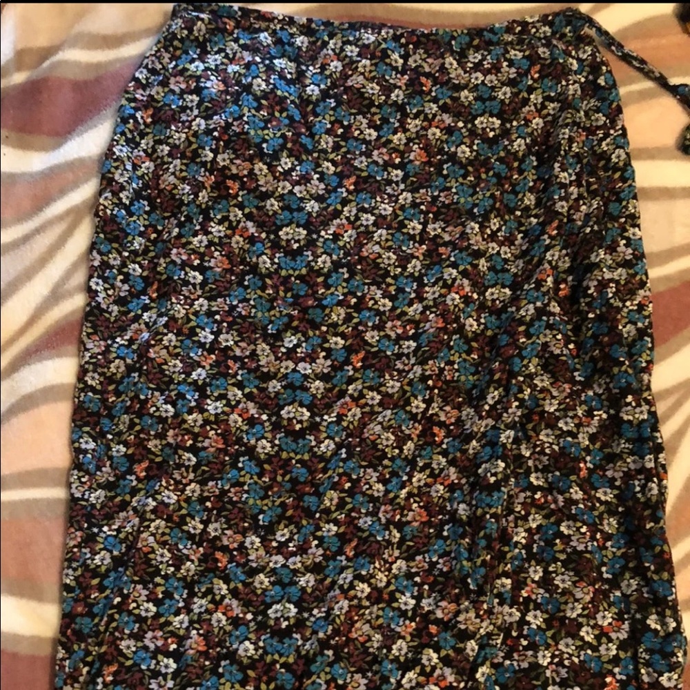Floral Wrap Midi Skirt